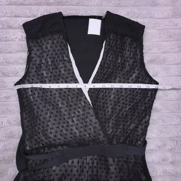 Sandro Paris Women's Small Black Swiss Dot Tiered Ruffle Dress Coquette Luxury - Picture 7 of 15